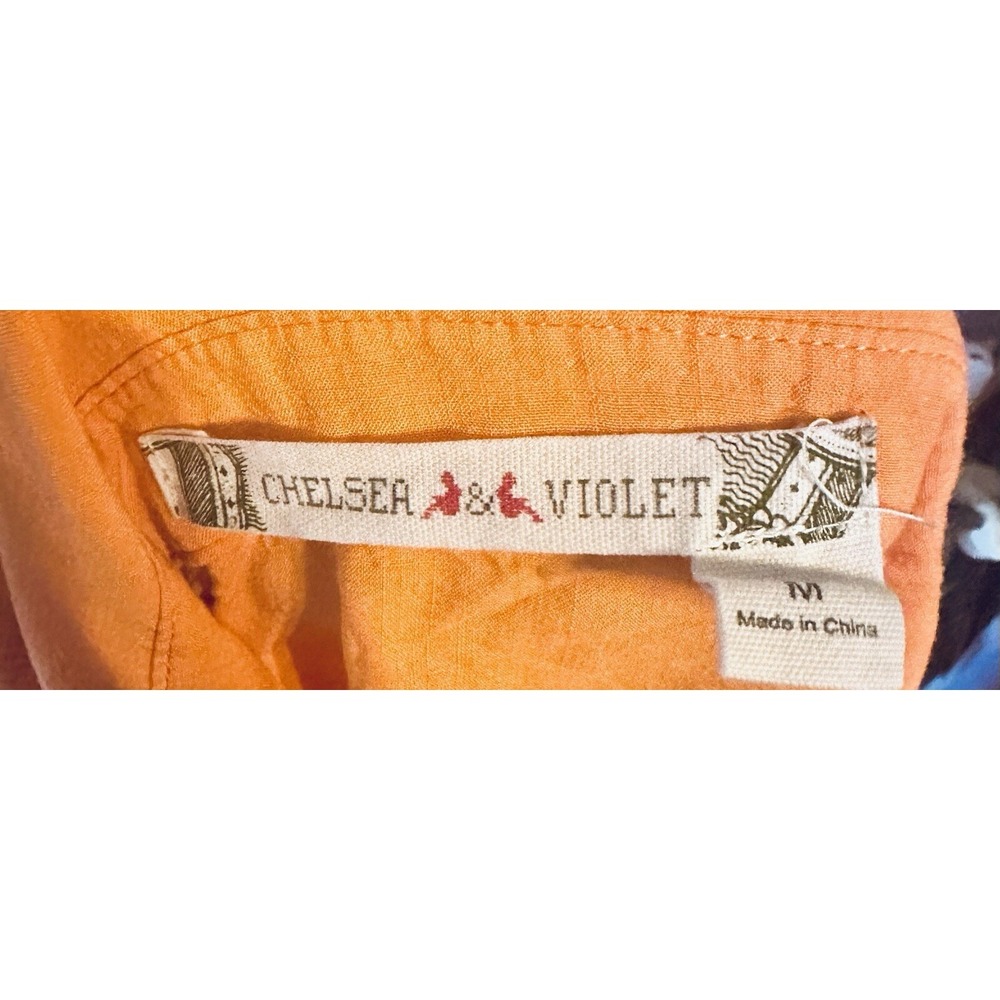 Medium Button Down Shirt Long Sleeve Collared Orange Top Blouse Casual - Picture 3 of 3